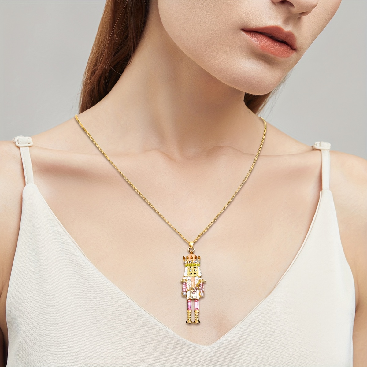 Women's Nutcracker Soldier Rhinestone & Enamel Charm Necklace Set
